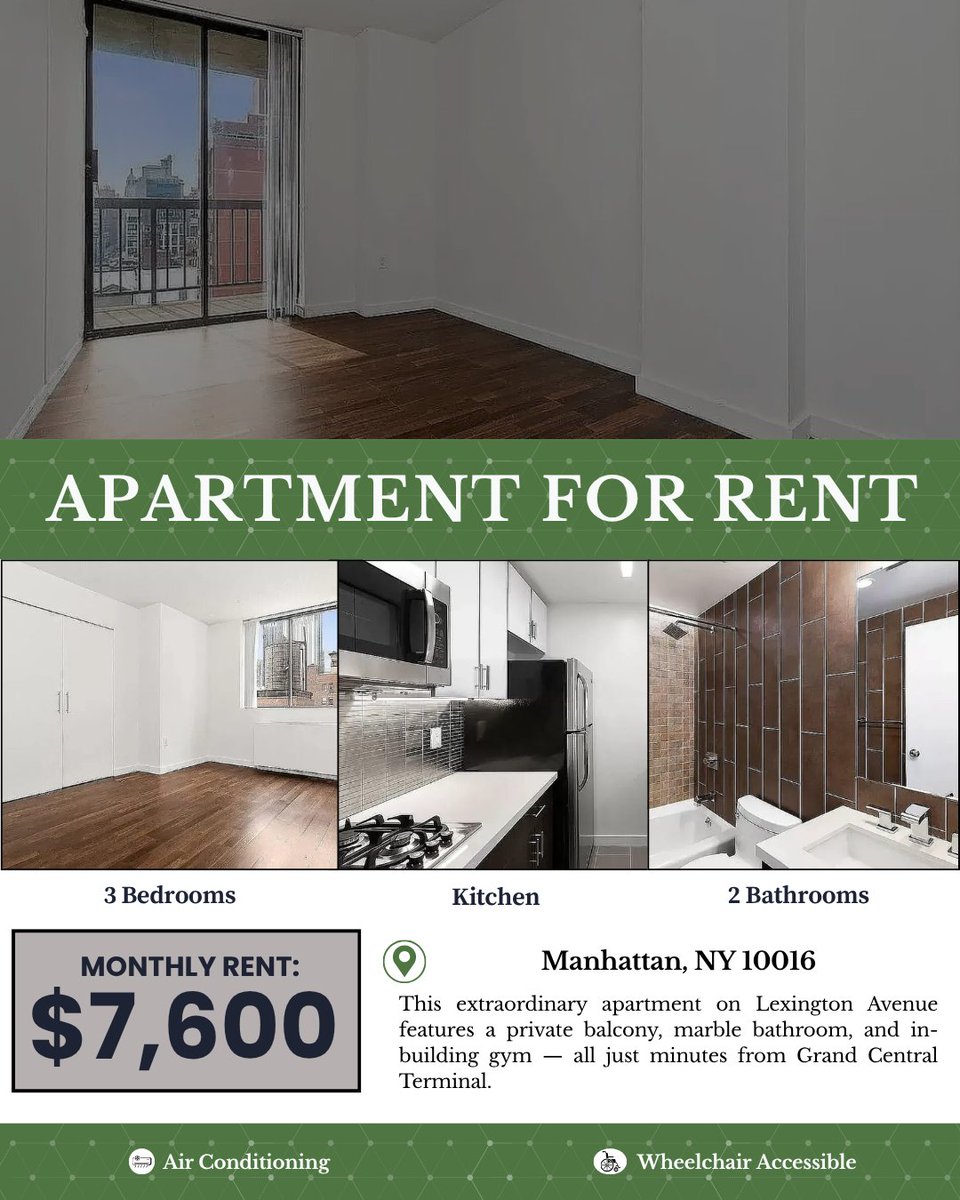 lavazooRE's tweet photo. 🏙️ LEXINGTON AVENUE LUXURY — THIS IS MIDTOWN MANHATTAN LIVING! 🏙️

Perfectly positioned on Lexington Avenue with Grand Central Terminal just minutes away, you're surrounded by the very best Midtown has to offer — world-class restaurants, trendy cafés, vibrant nightlife, and endless shopping right at your doorstep 🗽🚇🛍️

📍 Lexington Avenue, Midtown Manhattan, NYC

Features:
🪵 Polished premium oak floors throughout
🛁 Elegant marble bathroom
🍳 Stainless steel kitchen appliances
👑 Queen-sized bedrooms
🚪 24-hour doorman & designer lobby
🛗 Elevator access
👕 Laundry facilities on-site

View the full listing on LavaZoo and discover more incredible NYC apartments today!

#NYCApartments #NYCRealEstate #RentNYC #JustListed #newyorkcity