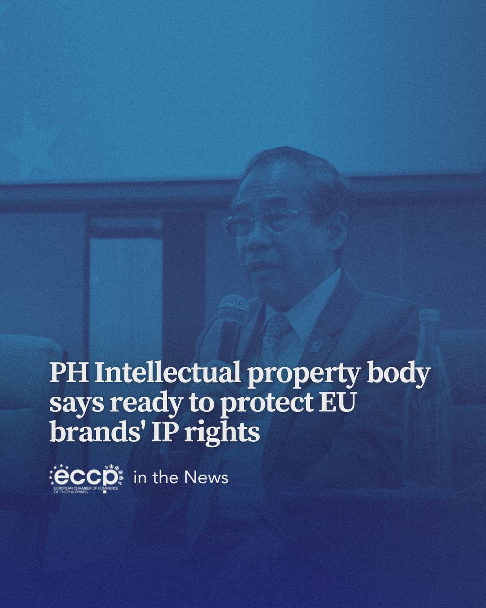 eccponline's tweet photo. 𝗥𝗘𝗔𝗗: PH Intellectual property body says ready to protect EU brands' IP rights

The Intellectual Property Office of the Philippines (IPOPHL) is ready to protect European brands and products as part of the Philippines - European Union Free Trade Agreement.

At a forum organized by the European Chamber of Commerce of the Philippines (ECCP), IPOPHL Director General Teodoro Pascua said the agency can handle the potential arrival of more goods from Europe and protect the brands, copyrights, and intellectual property rights.

Read more at ABS-CBN News: https://t.co/cZK72pXYNc

#ECCPintheNews