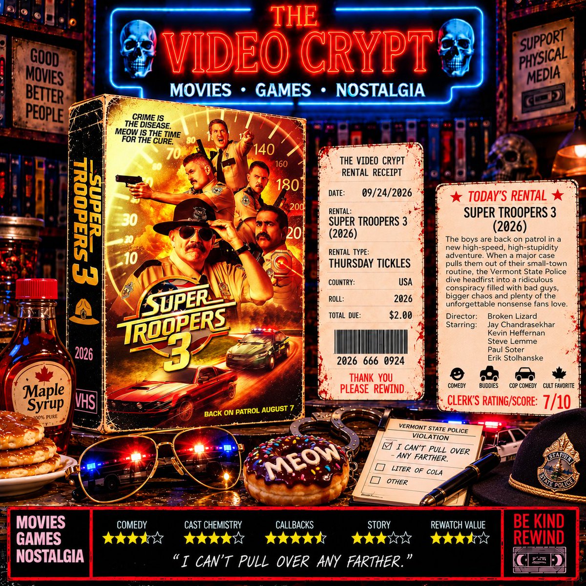 thevideocrypt's tweet photo. #TheVideoCrypt #SuperTroopers3  #BrokenLizard #ThursdayTickles #ComedyMovies #Comedy2026 #CopComedy  #MovieNight #MovieReview #ComedyFans #CultComedy https://t.co/zHWuaxPDTg