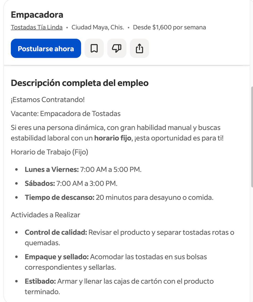 licbernabjurado's tweet photo. La gente ya no quiere trabajar:
Los empleos en cuestión:

No sé por qué no me sorprende de Chiapas. https://t.co/FcqQZRXa95