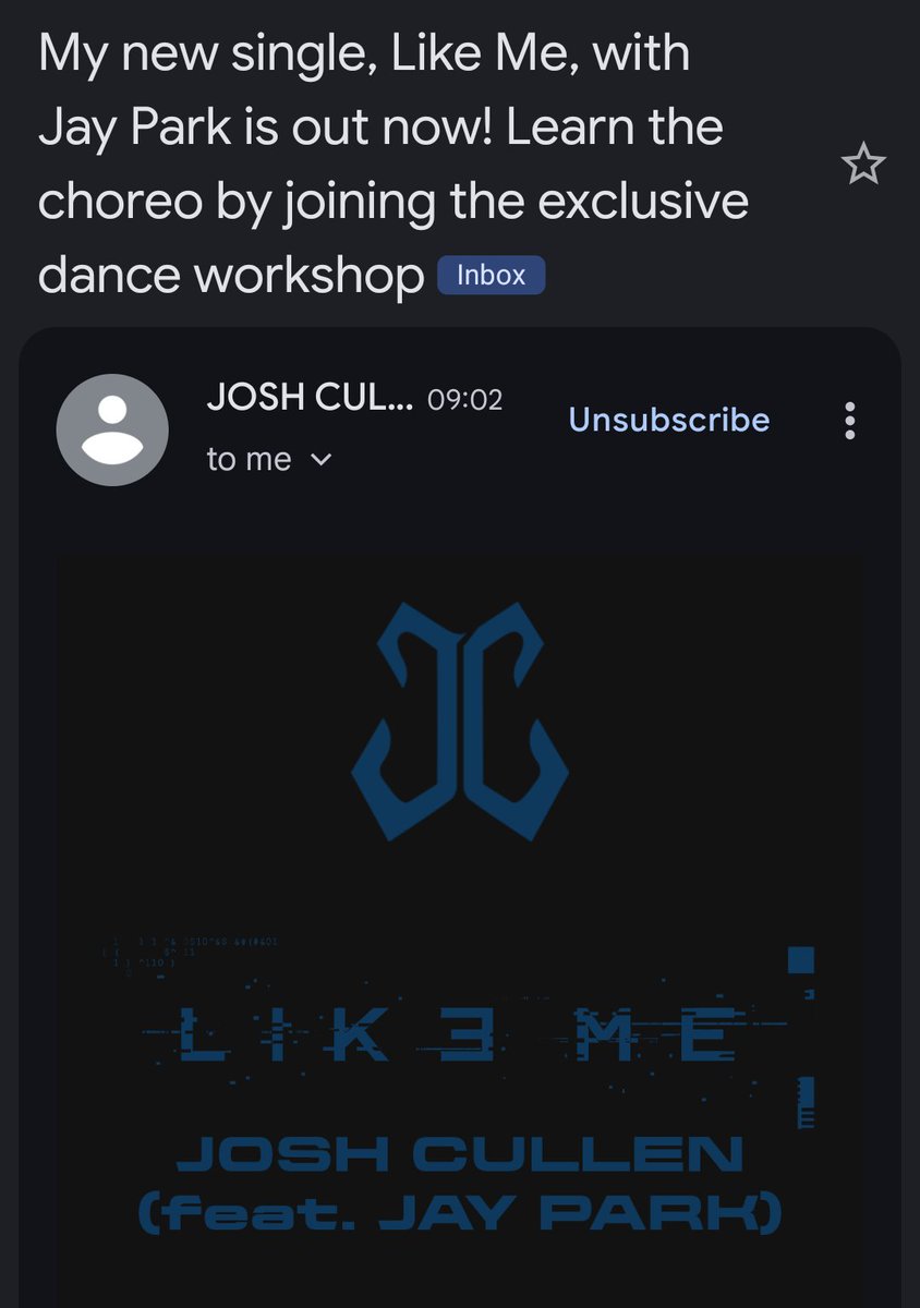Esb143ver1819's tweet photo. Baka may na received po kayong email galing kay joth, buksan nyo po may surprise 🤭

NO OTHER LIKE JC
#JCLIKEME
#JOSHCULLENxJayPark
#JOSHCULLEN @JoshCullen_s https://t.co/Er9rJHPJs3