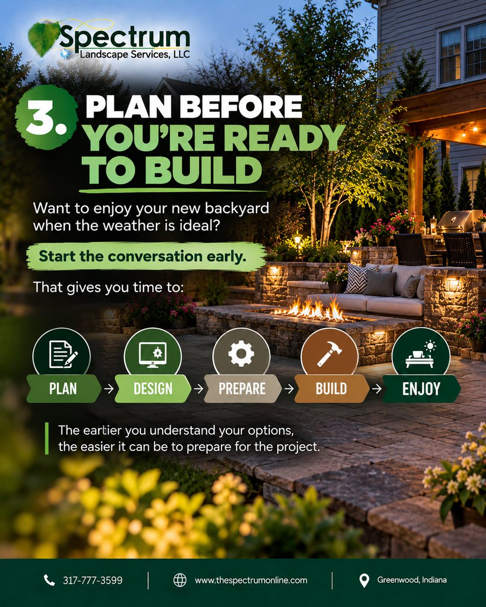 spectrumscapes's tweet photo. 🏡 Your dream backyard starts with a plan.

Thinking about a new patio, fire feature, outdoor kitchen, lighting, or landscaping? 
What would you add first? 👇

#BackyardDesign #OutdoorLiving #Landscaping #SpectrumLandscapeServices #PatioDesign #FirePit #Hardscaping #BackyardIdeas https://t.co/09xScJ9mCn