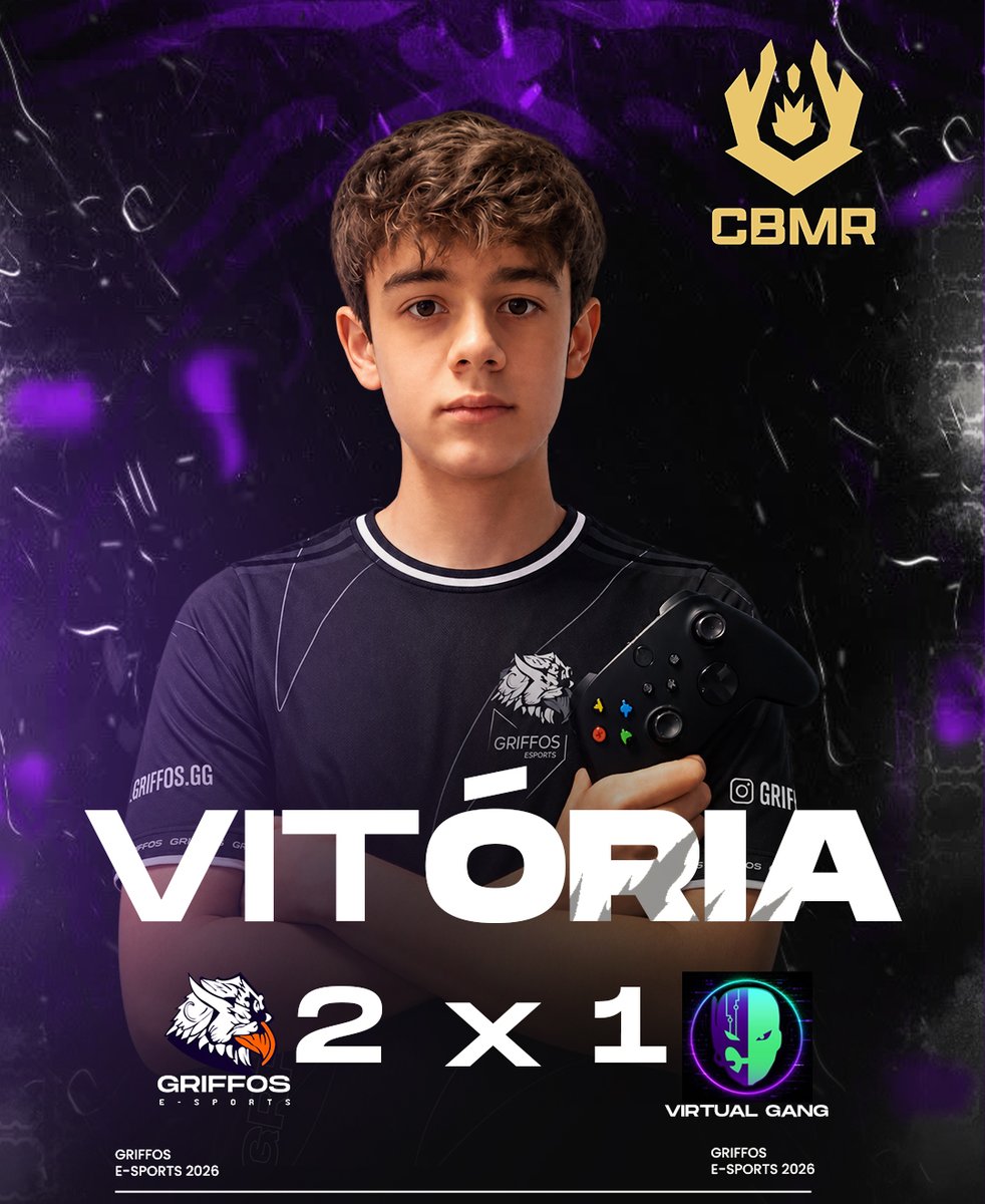 Griffos_eSports's tweet photo. Que jogão, agradecemos a @teamvirtualgang pela partida, que foi um show a parte! Encerramos a nossa participação na CBMR com chave de ouro e vitória por 2x1! 🏆🦅
#GOGRIFFOS
#GriffosESports #CBMR #Esports https://t.co/euGGq0Szhp