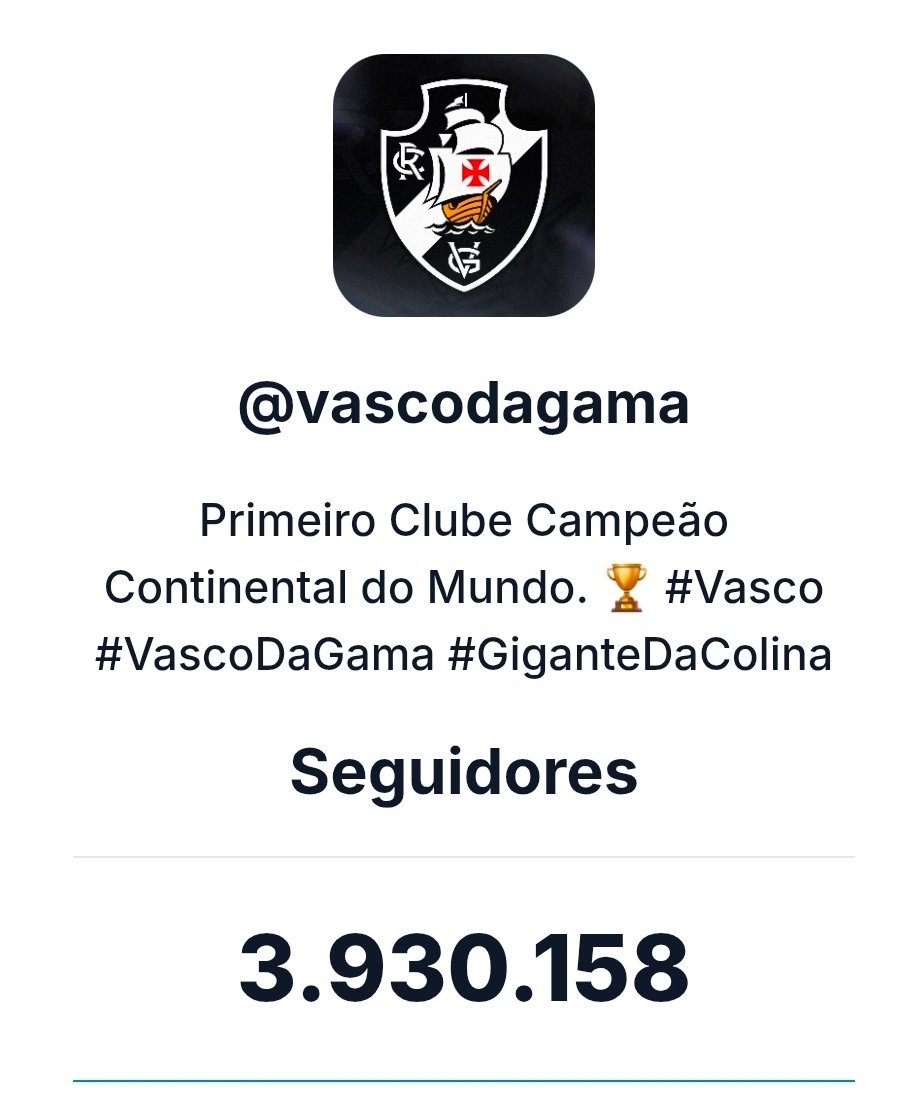 colunacarlos98's tweet photo. Faltam 70 mil seguidores para o Vasco atingir 4 milhões no Instagram.

Já conferiu se o perfil do seu pet, da sua empresa e dos seus filhos estão seguindo o Gigante?

Tem que explodir o botão de seguir do Vasco em todas as redes sociais kkk https://t.co/GoQpZ3Oe0s