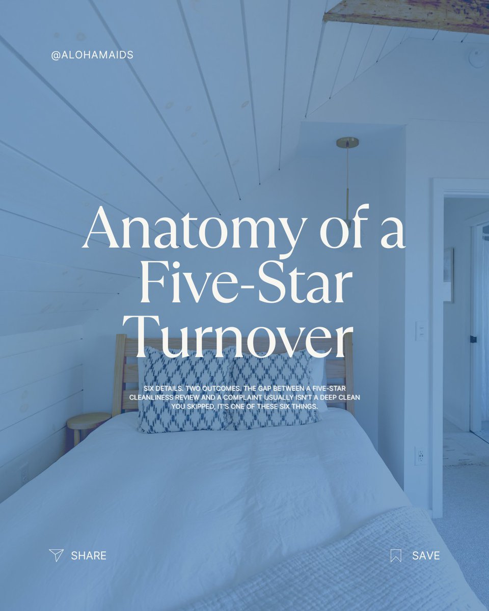 alohamaids's tweet photo. Ever wonder what actually separates a five-star cleanliness review from a guest complaint? It's rarely the big stuff. It's the six small details guests notice within the first two minutes of walking through the door. 🔍

1/5 https://t.co/U2R9IQoXGH