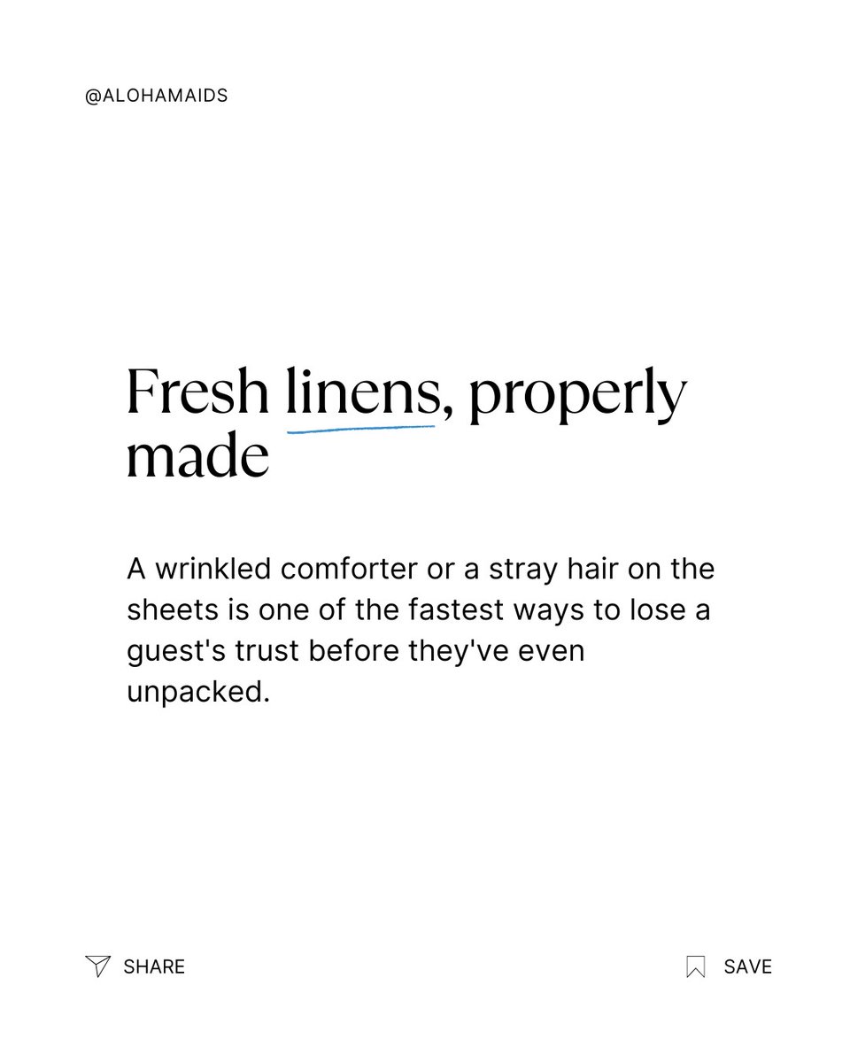 alohamaids's tweet photo. Ever wonder what actually separates a five-star cleanliness review from a guest complaint? It's rarely the big stuff. It's the six small details guests notice within the first two minutes of walking through the door. 🔍

1/5 https://t.co/U2R9IQoXGH