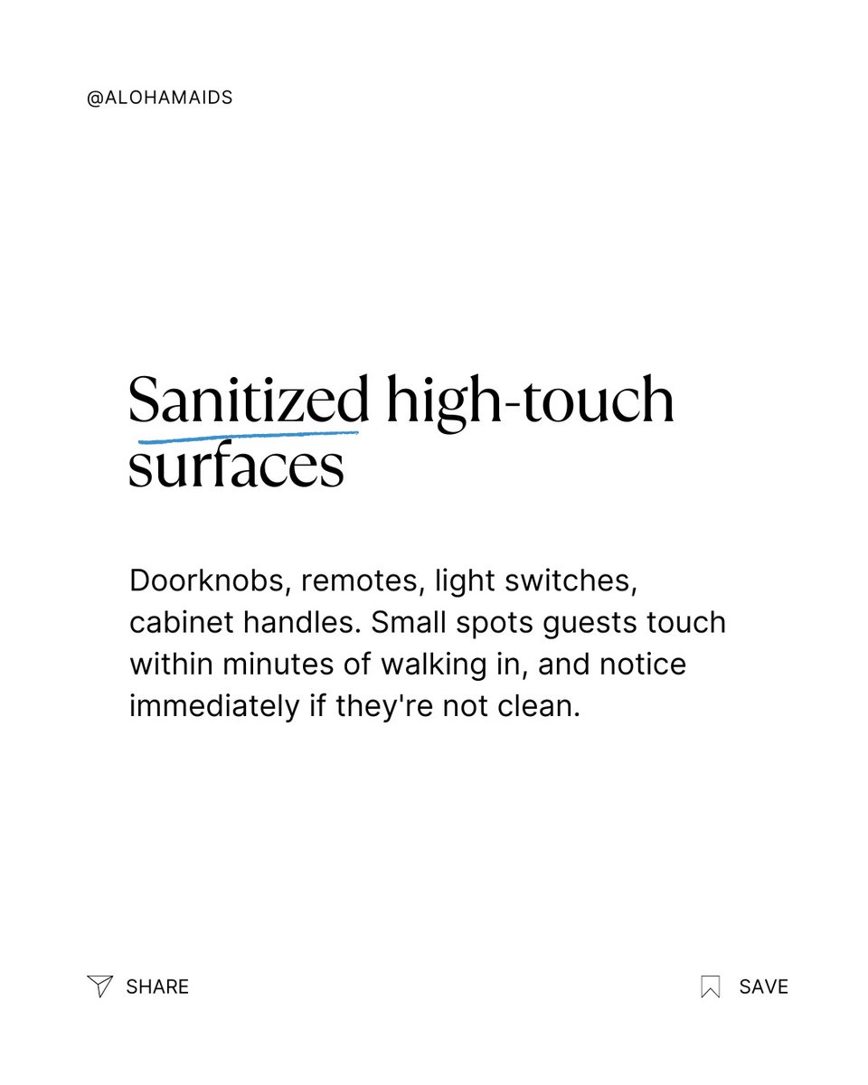 alohamaids's tweet photo. Ever wonder what actually separates a five-star cleanliness review from a guest complaint? It's rarely the big stuff. It's the six small details guests notice within the first two minutes of walking through the door. 🔍

1/5 https://t.co/U2R9IQoXGH