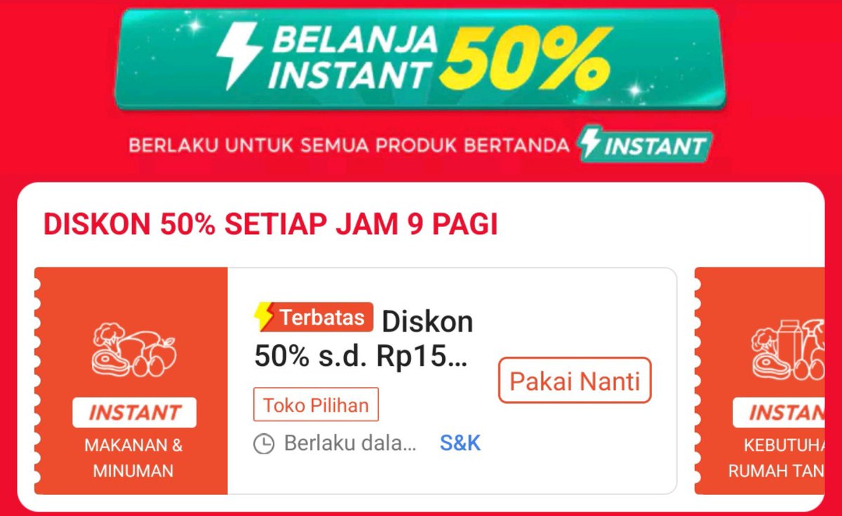 today_clouds's tweet photo. hari ini PAYDAY SALE ada diskon belanja instan🥳

⭐ diskon 50% s/d 15rb, min. beli 30rb
🛒 makanan minuman kecuali minyak, beras, gula
🚨 instan prioritas

jam 09.00 👇
https://t.co/7pf4QLq9bW

hypermart
https://t.co/L3gv2rPDfI

klik indomaret
https://t.co/ZMyd5DLO7Q https://t.co/IX10VyyPu0