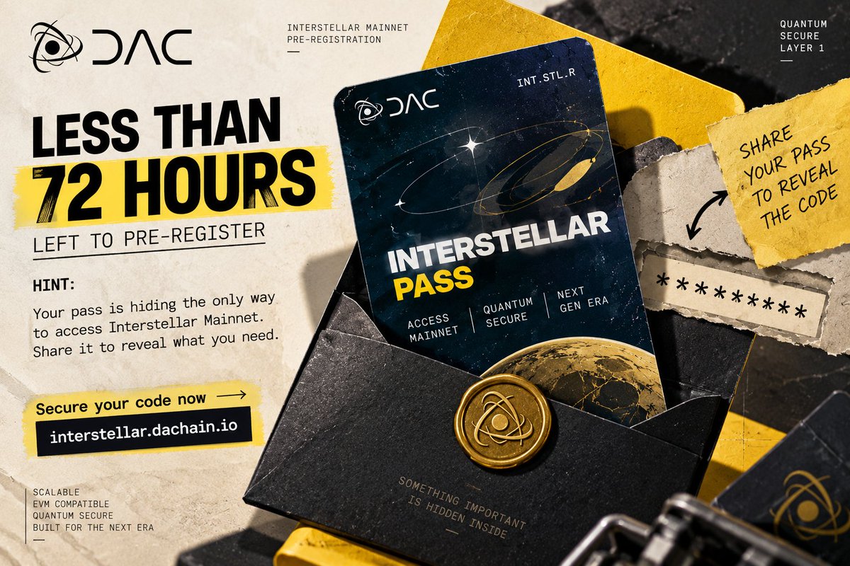 jackety1134's tweet photo. Less than 72 hours, and DAC just turned the Interstellar Pass into something more than a profile card.

There’s a detail hidden inside your pass that matters: the access code for Interstellar Mainnet.

But it isn’t simply handed to you. https://t.co/TV1MPVt1Ra