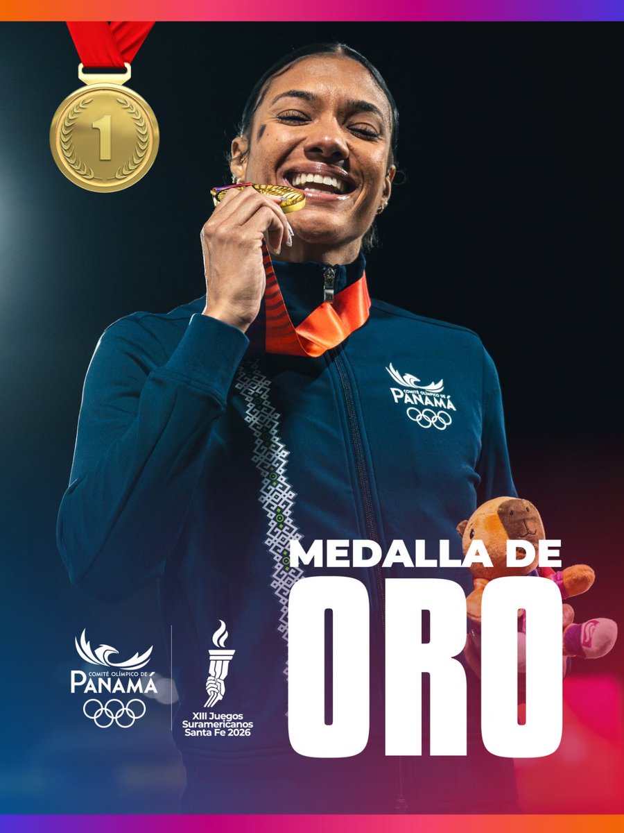 COlimpicoPanama's tweet photo. ¡LA REINA ABSOLUTA DE LOS 400M CON VALLAS👑🔥!

Gianna Woodruff, medalla de oro en 400 metros con vallas de los XIII Juegos Suramericanos Santa Fe 2026. 🥇

¡No hay suficientes adjetivos para describir lo que Gianna ha hecho esta temporada🏃🏽‍♀️! https://t.co/CDHxlfjDAW