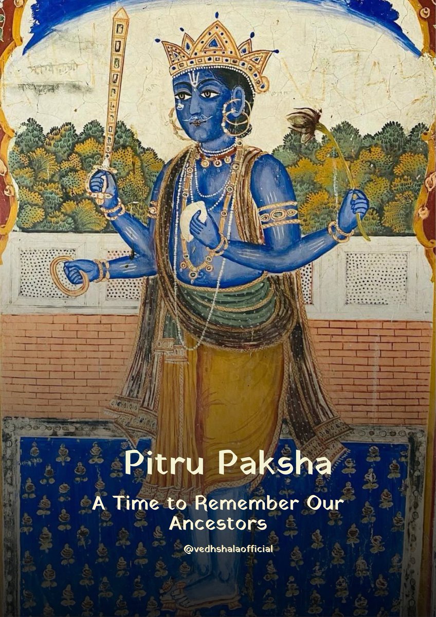 TradOrient15's tweet photo. Pitru Paksha - the time to honor our ancestors 🌸

Krishna Paksha(waning phases of moon) of Bhadrapada month is called Pitru Paksha and Mahalaya Paksha.

Pitru Paksha is the 16 day sacred period of honoring our Pitrus(ancestors). We perform shradh and pitru rituals to pay homage to our ancestors.

During this time, Ancestor’s souls descend from Pitriloka to earth to receive offerings and blessings from their families. 

That’s why, It’s important to perform pitru rituals for our ancestors. 

Check out this thread on importance of Pitru Paksha as well as dos and don'ts during this period 👇

@RajanThakar3