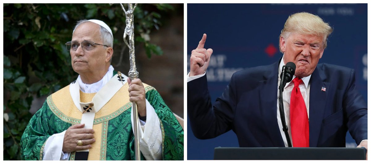 BuffaloNYReform's tweet photo. Two Americans: One man follows in the footsteps of Christ, a gentle and kind priest with a good heart. The other one values only power and whored out the Oval Office, betrayed every value held dear by our forefathers, and used the US Constitution as a napkin on his greasy hands. https://t.co/Pdg5m83sQv