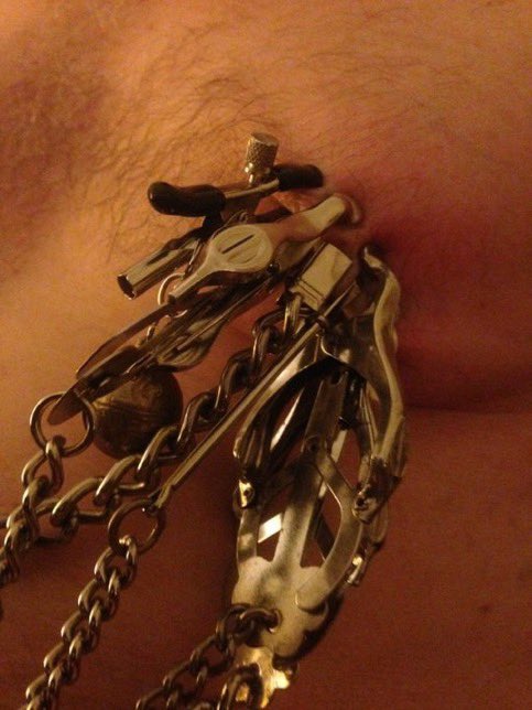 goddessmoi0's tweet photo. ...on the gentleman who managed all six of these clamps at once.

#Mistress #Femdom https://t.co/KsRZOjx9vt