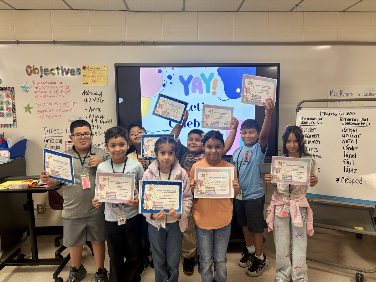 MrsRomero22's tweet photo. Recognizing my amazing EB students with meets or masters on their first Reading LCP! ✨ Excelling in English, Spanish, or mastery in both, their hard work and dedication  make us so proud. Learning in two languages is a superpower! ❤️#Biliteracy #StudentSuccess @ReedAcad_AISD https://t.co/i8Q9E7Xvbs