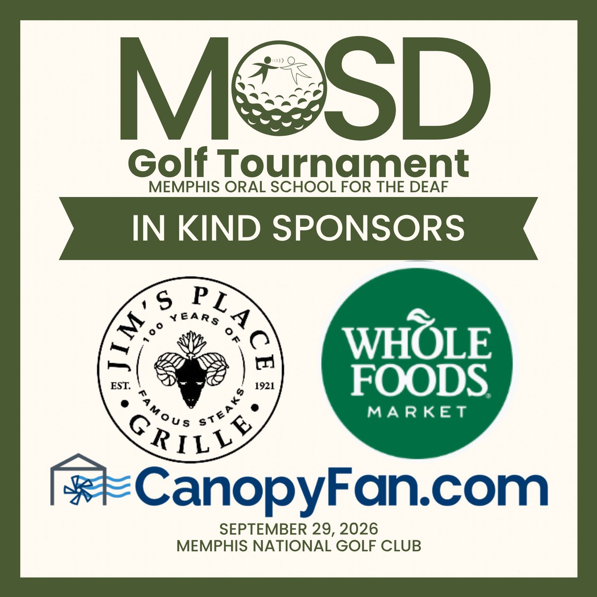 mosdkids's tweet photo. The MOSD Golf Tournament is almost here! We’ll see our golfers at Memphis National on September 29.
A day like this takes a community. Thanks to Whole Foods Germantown, Jim’s Place Grille, and Canopy Fan. We’re grateful for each of you! https://t.co/oXiIA0xPkY