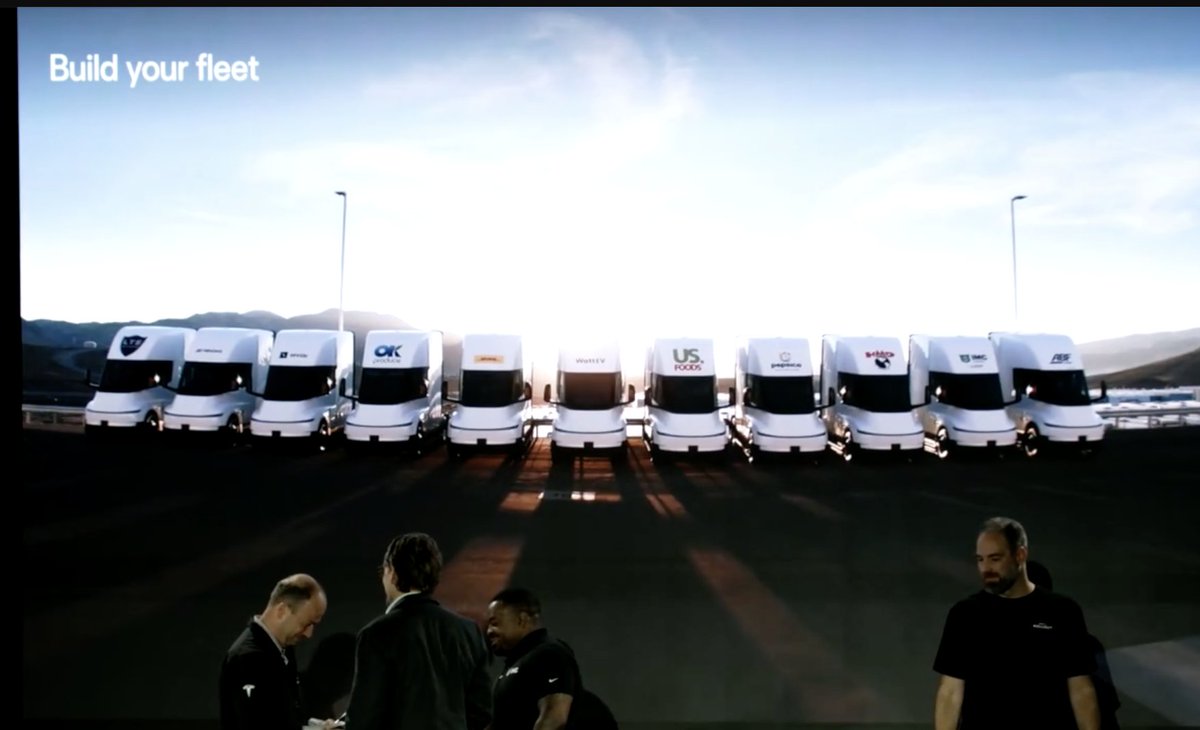 SawyerMerritt's tweet photo. Tesla is now hand-delivering the keys to the first Tesla Semi customers: PepsiCo, DHL, US Foods, and more. https://t.co/N5u7tJ0qOy