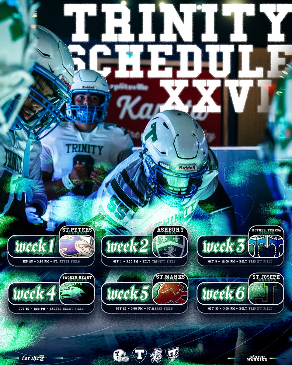 HTTornadoesFB's tweet photo. SCHEDULE XXVI ๐ช๏ธ
Week 1 at St.Peters
Week 2 vs Ashbury
Week 3 vs Mother T
Week 4 at Sacred | West End War
Week 5 at ST.โ๏ธARK | Battle of the Bell
Week 6 vs St.Joe
#ForTheT | #OHSF | #NCSSAA | #ONHSFB | #FootballCanada | https://t.co/haGLP1ortY