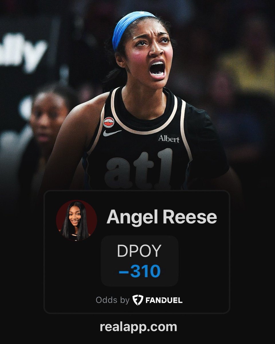realapp's tweet photo. BREAKING: Angel Reese is now the favorite to win Defensive Player of the Year (via @FanDuel). https://t.co/PSMeSatOxy