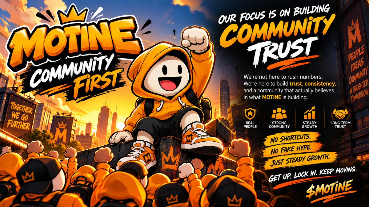 motine247's tweet photo. Community first.

We’re not here to rush numbers.

We’re here to build trust, consistency, and a community that actually believes in what MOTINE is building.

No shortcuts.
No fake hype.
Just steady growth.

GET UP. LOCK IN. KEEP MOVING.

$MOTINE 🟠 https://t.co/yTGAzxosYY