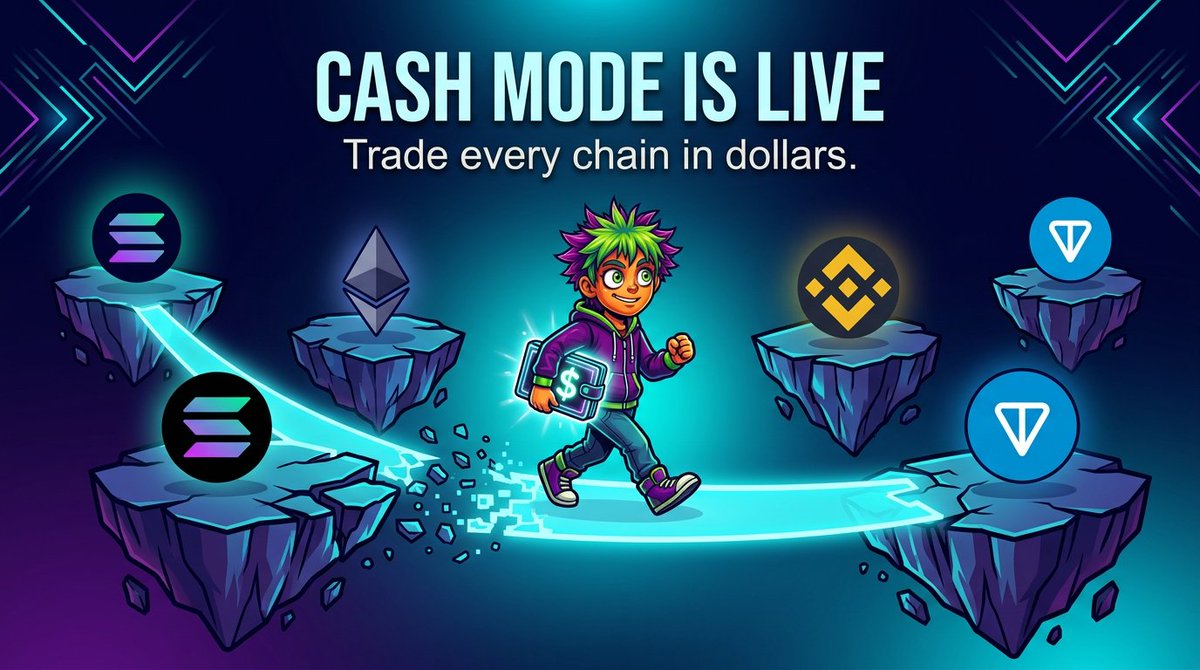 memezdotwtf's tweet photo. One cash balance. Every chain.

Cash Mode is now the default on https://t.co/iRxvUnhlup.

Deposit from Solana, Ethereum, BNB, Base, Robinhood or Gram and trade everything in dollars — curve trades settle instantly with no network fee and no wallet popups. Sells, locks, burns, tips and payouts all work the same way.

Want to hold your own keys? Self-Custody is still one toggle away.

https://t.co/iRxvUnhlup