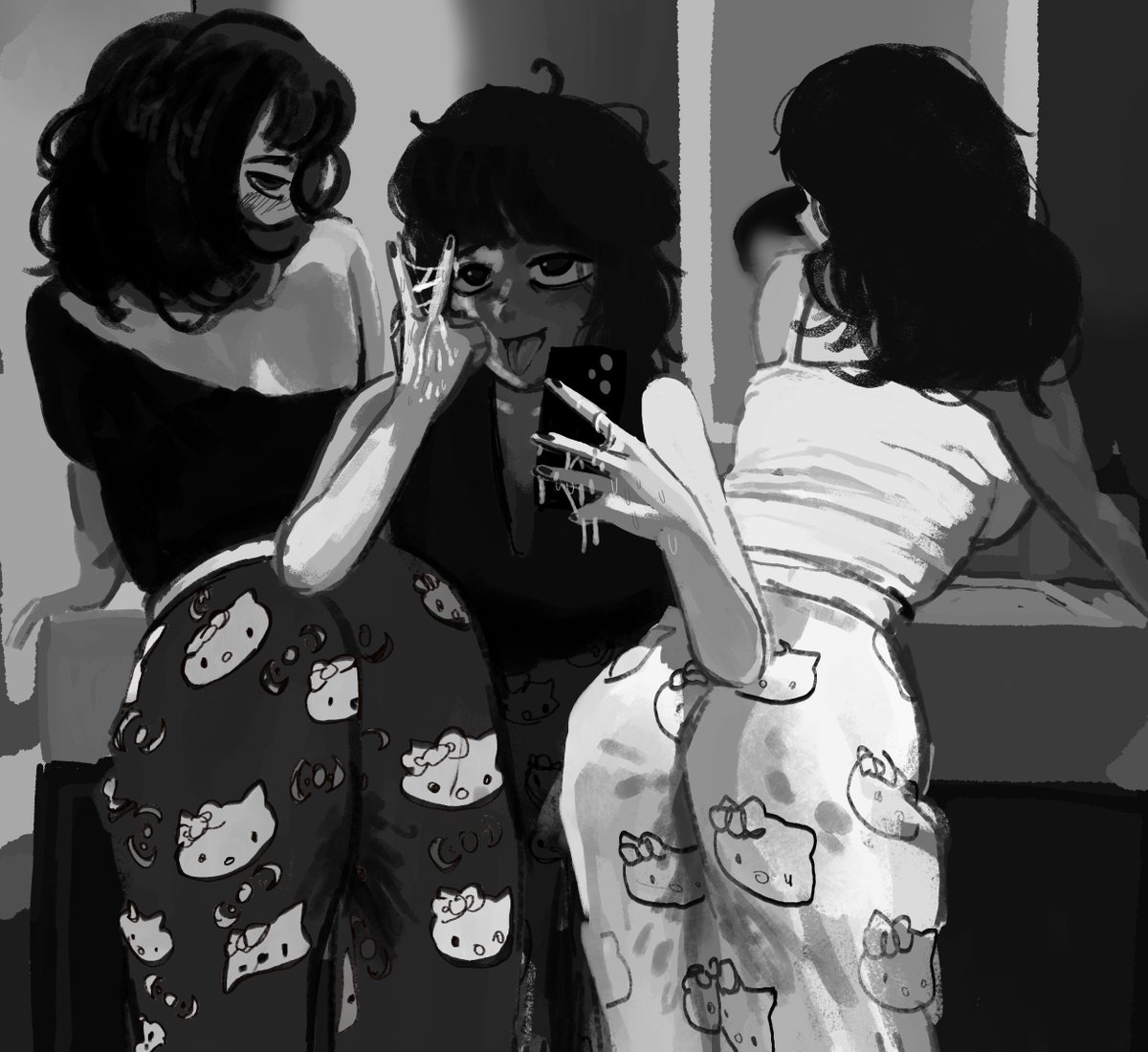 LaSweetnessArt's tweet photo. A post-sleepover pic... we didn't sleep at all https://t.co/bMUhRy3uex