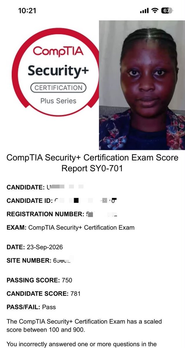 cyber_zaram's tweet photo. Yesterday, I became CompTIA Security+ certified!

Grateful for this and many more to come https://t.co/WSaPjMxkKQ
