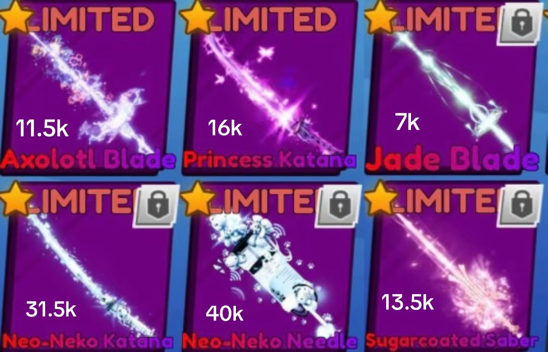 hogshina's tweet photo. wts sword, explosion, emote blade ball

avqr/rekber (famous only) https://t.co/LhTTJksXTI