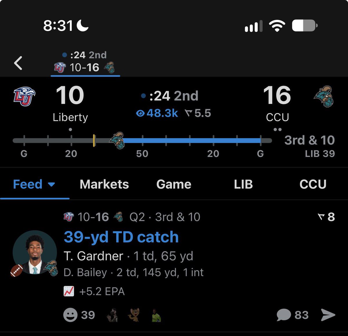 1kfte's tweet photo. IF YOU JUST SEEN THIS THROW &amp; CATCH HOLY SHIT.. MY COASTALS ARE LIKE THAT!!!! BRING HOME THE COASTAL ML &amp; +3.5 BITCH!! COME ON MANNN https://t.co/gV54FSFqYm
