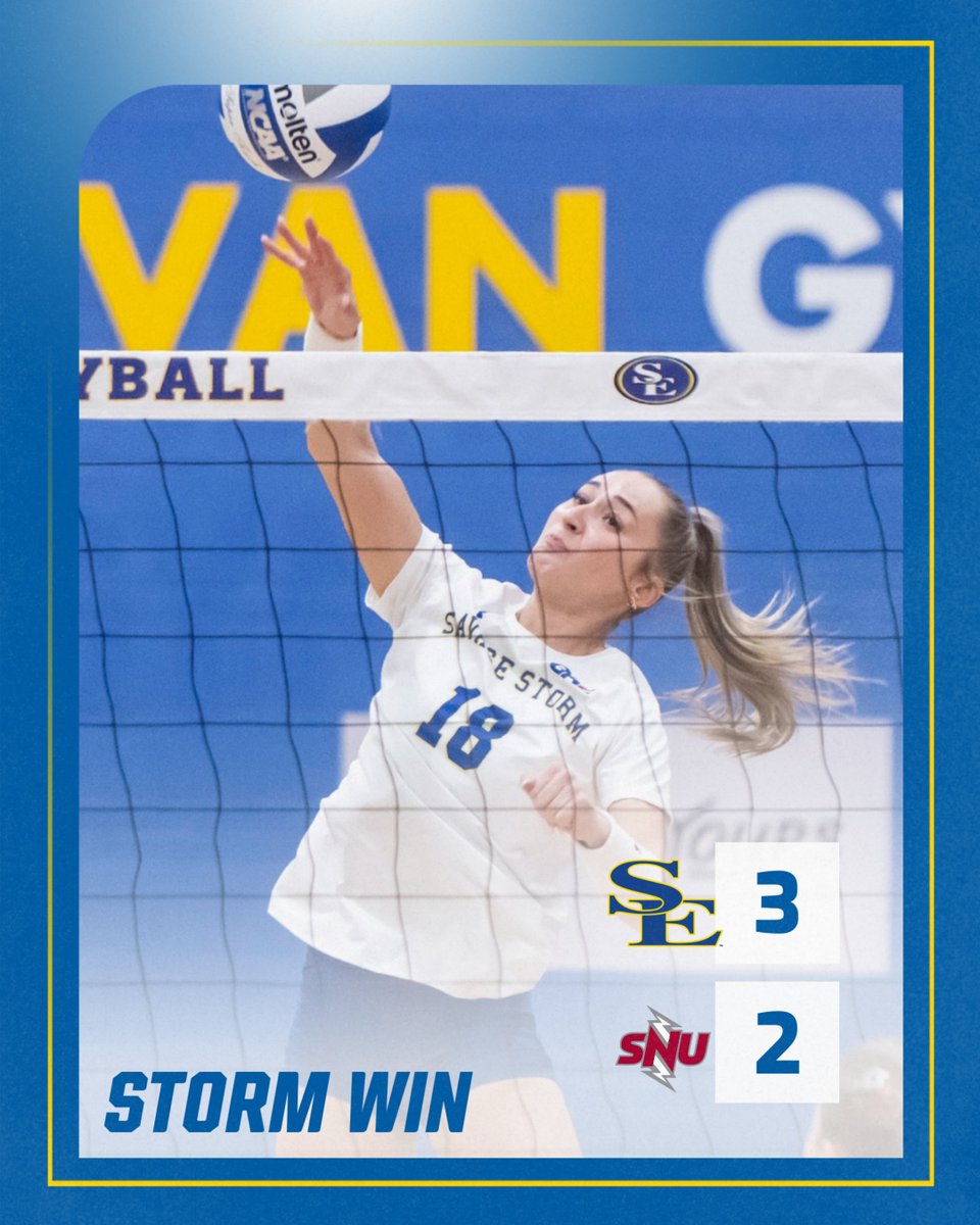 SavageStormVB's tweet photo. Storm Win!

SE wins a five-set thriller over Southern Nazarene behind 20 kills from Gabby Jones and 18 from Rylee Jackson! 🔥

#GoSoutheastern l #TakeCover https://t.co/fvXnfwGsdY