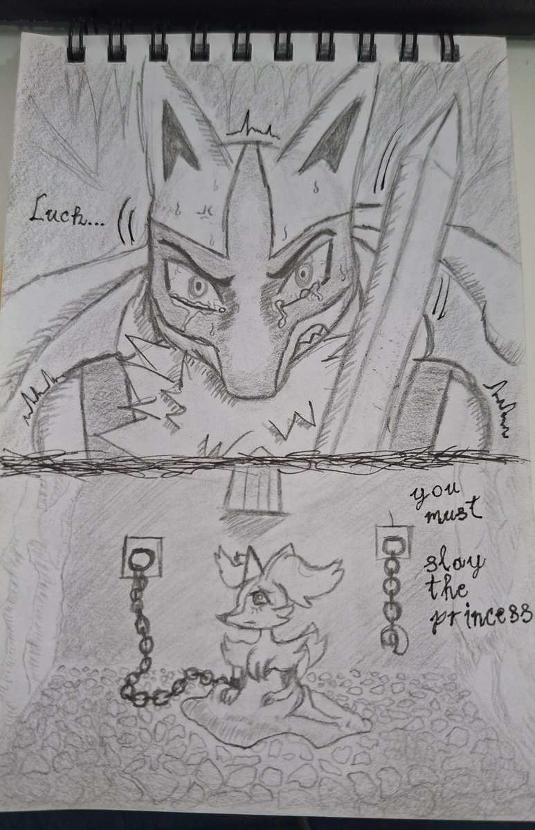 Lucksios's tweet photo. This game has taken a BIG space in my mind. And I might do it again in clip studio

#SlayThePrincess #pokemon #lucario #braixen https://t.co/oRaVB3jf5s