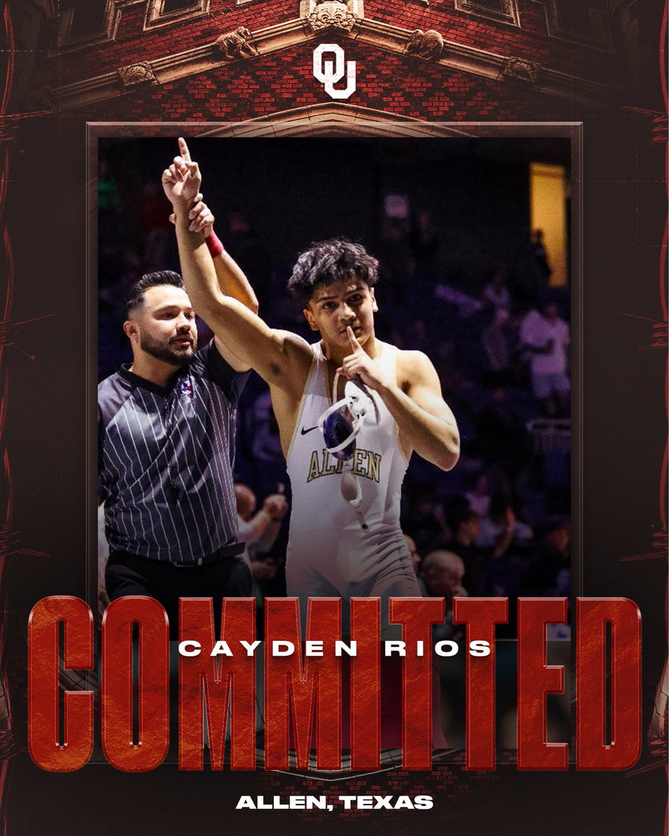 Allenwrestling's tweet photo. Big congratulations to Cayden Rios on committing to Oklahoma University. #alwaysimproving https://t.co/hFhH6980So
