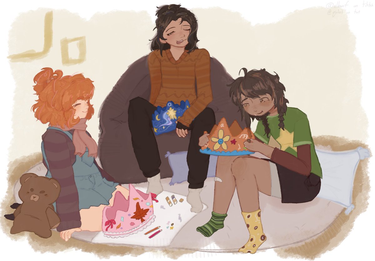 qiuliet's tweet photo. day 1 of #OLNFweek2026 !!

crafts w tamarack, qiu, and asterin 👀

#tamarackbaumann #qiulin #olnf @OLNFWeek202X https://t.co/s5ALkKt6Xr