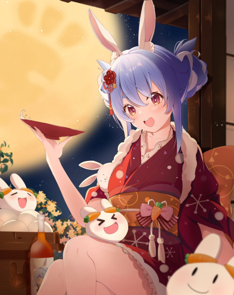 Jokkkaki's tweet photo. 月見で一杯ぺこ🐰
#ぺこらーと https://t.co/lyQSkrvbx6