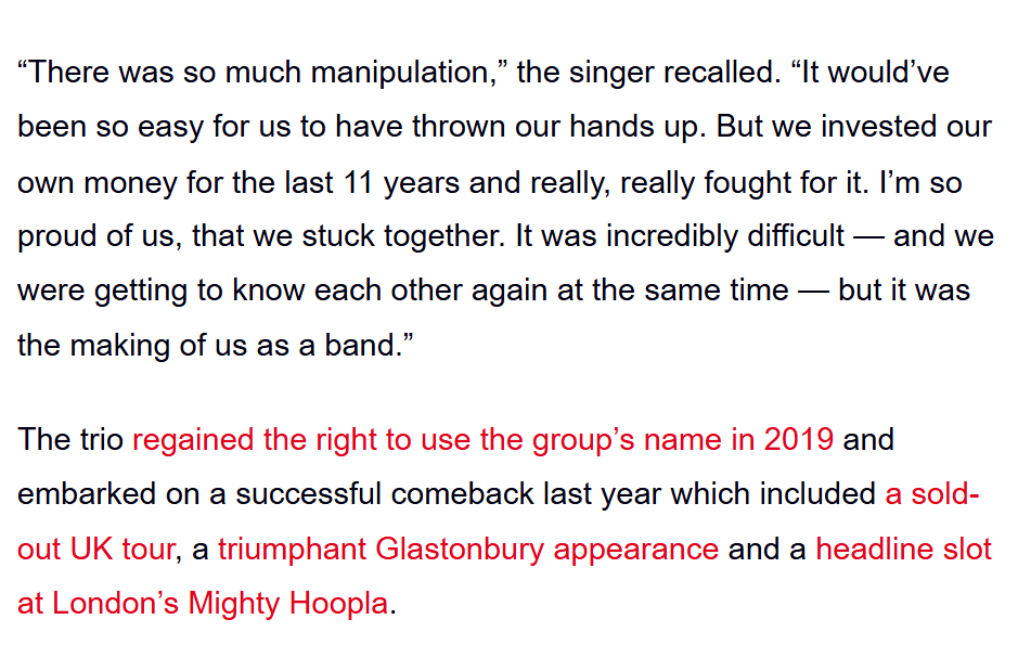 angelflashy555's tweet photo. 1998 mutya, keisha and siobhan create sugababes
2009 keisha, the last og member, gets removed from the group and replaced
2012 ogs reunite but cant use the sugababes name
2019 after years of legal battle they get the name back
2027 they release a new album called "sugababes"🥹 https://t.co/Dvko2JtEyZ