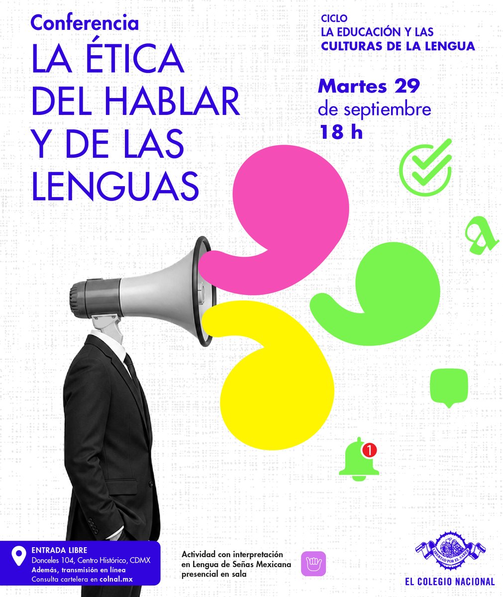 ColegioNal_mx's tweet photo. Luis Fernando Lara, cuyas investigaciones han transformado el estudio de la lengua y la elaboración de obras lexicográficas fundamentales, disertará sobre el uso de las palabras, que también forma parte de nuestra manera de construir sociedad y cultura. 

🗓 Martes 29 de septiembre · 18 h
📍 Donceles 104 #entradalibre
👤Imparte: Luis Fernando Lara 

👉 https://t.co/ylLmC0da29

#LibertadPorElSaber @elcolmex @CELLColmex @IIFL_UNAM @filos_unam