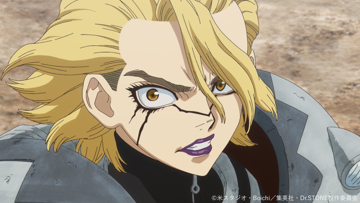 DrSTONE_exh's tweet photo. ━━━━━━━━━━━━━━━━ 🚀
TVアニメ「Dr.STONE」展 開催記念
　　 ストーリーを振り返り!!
🧪━━━━━━━━━━━━━━━

🧪第４期１５話 「包囲網突破戦」🧪
石化光線の発信源である南米を目指しながら、スタンリーと全力レース中の千空たち。天才地理学者・チェルシーを仲間に迎え、目的地までの最短ルートを突き進む！まずは、アマゾン横断に備え“バイク”をクラフトしたい千空たち。必須素材“ゴム”をゲットする時間を稼ぐ為、スタンリーたちにとある囮作戦を試みる……！VS.スタンリーの包囲網突破に向け、千空たちは爆速でのバイク作りへと挑む！

「バイクで一路 南米横断だ……!!!」

🗨️この話数で好きなシーンは？
コメントや引用リポストで教えてください🪨

TVアニメ「Dr.STONE」展は2026年12月より東京で開催予定✨
#DrSTONE