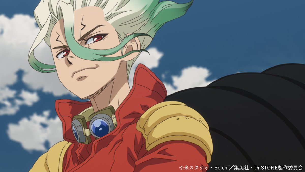 DrSTONE_exh's tweet photo. ━━━━━━━━━━━━━━━━ 🚀
TVアニメ「Dr.STONE」展 開催記念
　　 ストーリーを振り返り!!
🧪━━━━━━━━━━━━━━━

🧪第４期１５話 「包囲網突破戦」🧪
石化光線の発信源である南米を目指しながら、スタンリーと全力レース中の千空たち。天才地理学者・チェルシーを仲間に迎え、目的地までの最短ルートを突き進む！まずは、アマゾン横断に備え“バイク”をクラフトしたい千空たち。必須素材“ゴム”をゲットする時間を稼ぐ為、スタンリーたちにとある囮作戦を試みる……！VS.スタンリーの包囲網突破に向け、千空たちは爆速でのバイク作りへと挑む！

「バイクで一路 南米横断だ……!!!」

🗨️この話数で好きなシーンは？
コメントや引用リポストで教えてください🪨

TVアニメ「Dr.STONE」展は2026年12月より東京で開催予定✨
#DrSTONE