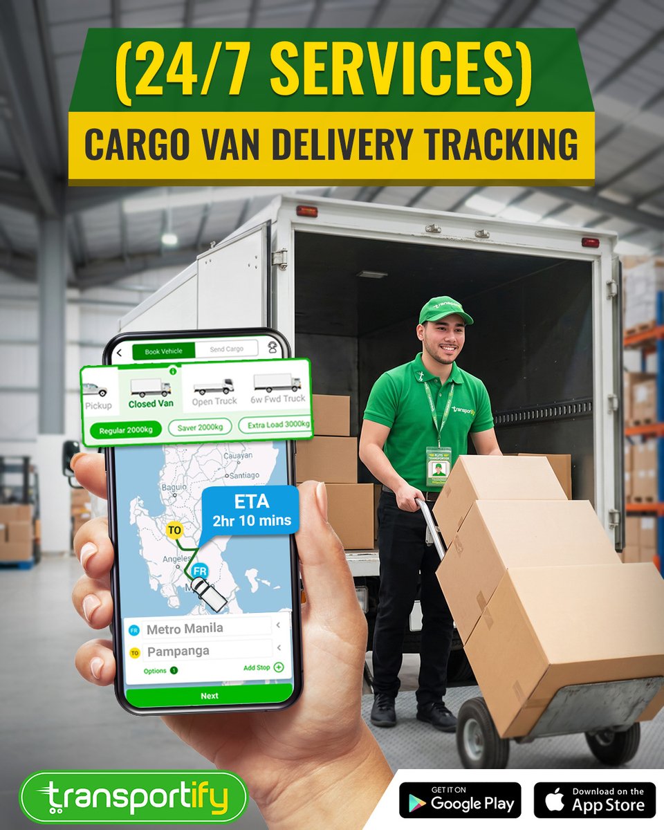TransportifyPh's tweet photo. Looking for a trucking service keeps you in the loop? Transportify got your back. 🚚
Every Transportify booking you make gives you real time tracking, so you always know where your cargo is.
Learn more: https://t.co/kynWKY9W0r
#Transportify
#CargoVan
#DeliveryTracking https://t.co/QcLJ2ctx7d