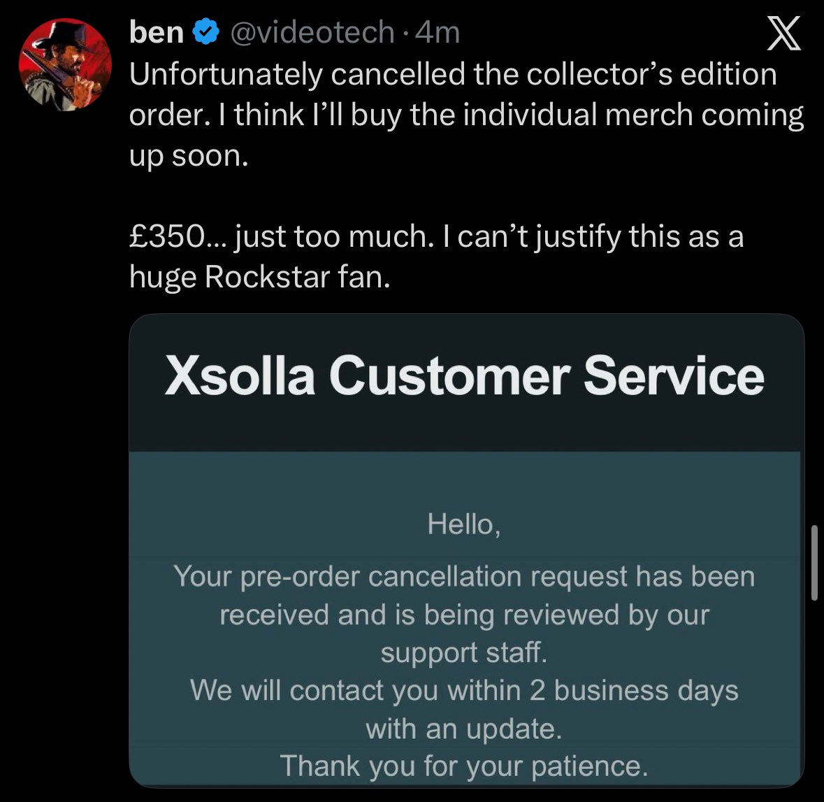 theftsgrand's tweet photo. 🚨 NEW: Rockstar Games fans are EXTREMELY DISAPPOINTED with todays collectors edition release, with MANY fans already CANCELLING their orders

The company have tried to FLEECE their fans by selling sponsored products at RIDICULOUS markups to try and take as much of their fans money as possible, causing many to even cancel preorders of the game 😓