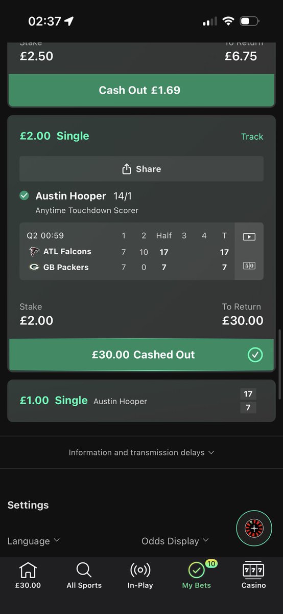 CallumPearma's tweet photo. @JustTheTipAUS Not much but means profit for tonight https://t.co/wwKtrGPLhl