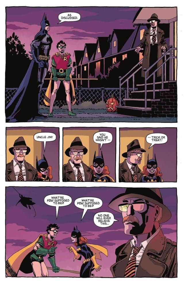 Circusbirdboy48's tweet photo. Of all the 100 love interests Batman has why do mfs insist in shipping him with the girl he took to trick or treat with his son, the girl he married his son to, the girl he mentored as a child??? https://t.co/hQTuTv9Hi0