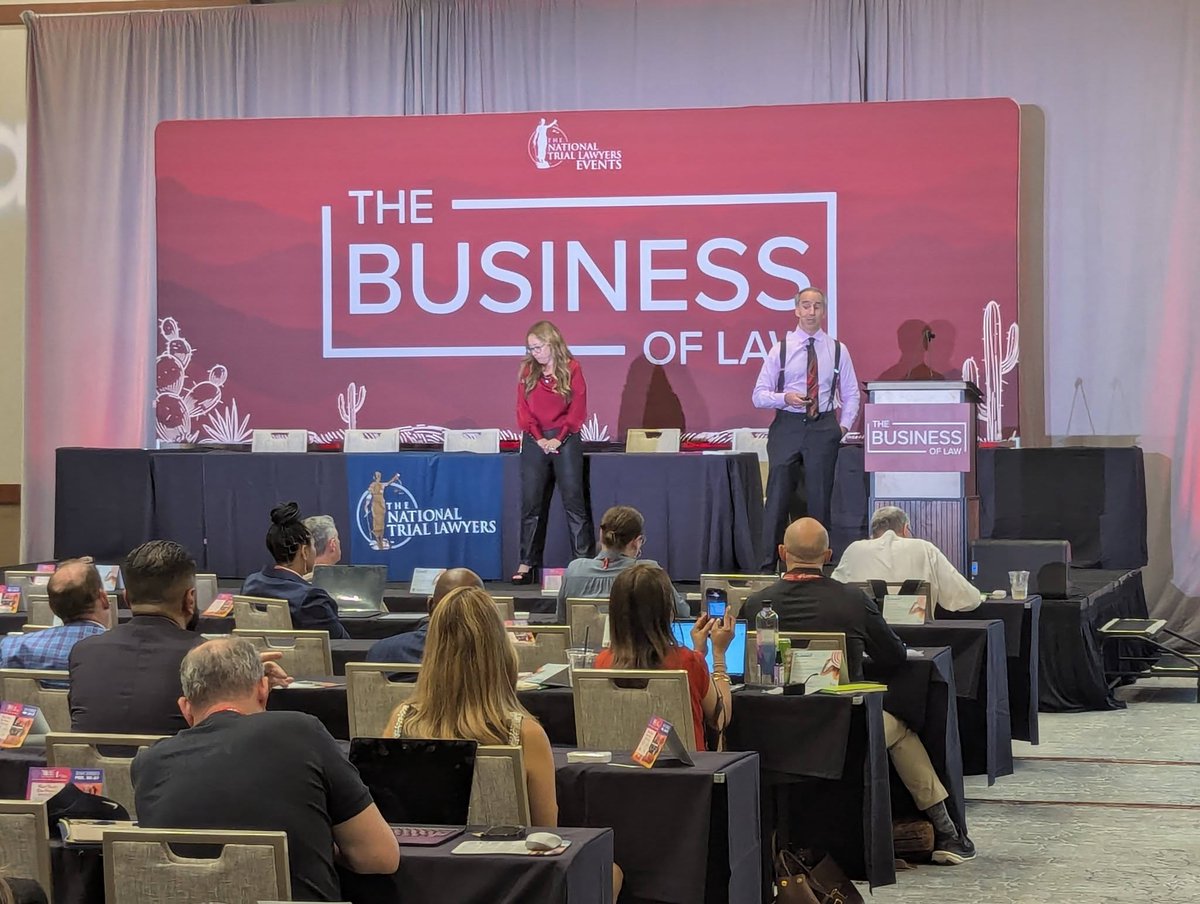 ADwebdesigns's tweet photo. I was at The Business of Law Conference.  Very interesting lots of AI talk.  

Mark &amp; Alexis speaking at the conference. https://t.co/ujo315Ti1W