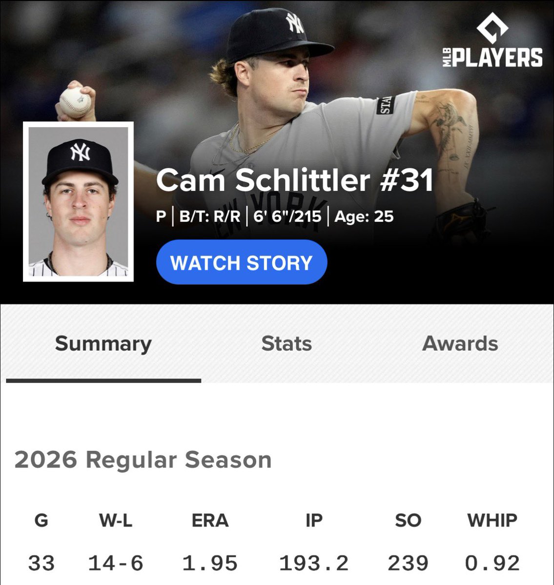 SleeperYankees's tweet photo. What grade would you give Cam Schlittler this season? ⤵️ https://t.co/ph5EsMuH92