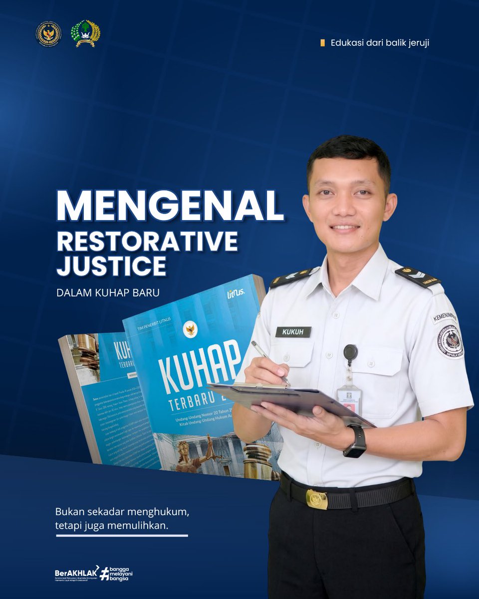 RUTAN_BNA's tweet photo. Mengenal Restorative Justice dalam KUHAP Baru

Penyelesaian perkara pidana yang mengedepankan pemulihan, tanggung jawab, dan kepentingan pihak yang terdampak sesuai ketentuan hukum.

Yuk, kenali lebih lanjut!

#kemenimipas
#guardandguide
#infoimipas
#rutanbanjarnegara https://t.co/Tm694uylJR