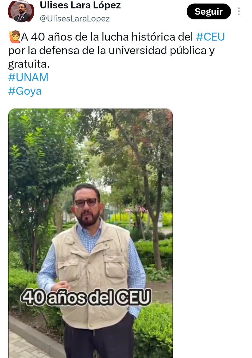 Arouet_V's tweet photo. Ulises Lara (@UlisesLaraLopez):

1. Ahora te encaramas como parte de un movimiento estudiantil que nunca entendiste más que como trampolín. No me sorprende, es tu naturaleza. Recuerda que nos conocimos en 1986

2. Mientes: la Universidad pública nunca estuvo en riesgo. La lucha del CEU rechazó exámenes departamentales, criterios para el pase automático y aumento de cuotas que, por lo demás, en ese entonces y ahora, es tema tabú.

3. El punto era y sigue siendo la calidad educativa universitaria y eso nunca fue parte de tu discurso, pero eso sí, te concentraste en las estructuras de gobierno de la UNAM. Es decir, te dedicaste a la grilla y llegaste muy lejos hasta que sucedió lo que todos sabemos.

4. Tu fuiste parte de la Corriente de la Reforma Universitaria (CRU) porque no tuviste cabida en ninguna lado y ahí fingiste hacer tuyos los planteamientos de reforma universitaria que yo redacté como resultado del seminario que tuvimos con Olac Fuentes Molinar y @ricbecverdadero, quienes si entendieron todo esto. 

5. Para ti la excelencia educativa jamás fue un principio, como consta no solamente en tu militancia de aquel entonces sino en cómo conseguiste un título académico patito.

6. En vez de tener un poco de vergüenza, te has vuelto a encaramar en un movimiento social al que no hiciste contribución alguna. A mí me da vergüenza decir que formaste parte de la CRU. 

7. Por lo demás, nada hay que festejar, al contrario. No pasó la reforma del doctor Carpizo y el CEU jamás se planteó la excelencia académica.

8. La @UNAM_MX empeora ante tanta demagogia, lo mismo en la propia burocracia universitaria que en acciones que quisieran convertir a la institución en otro brazo del populismo autoritario y corrupto como el que tu representas.