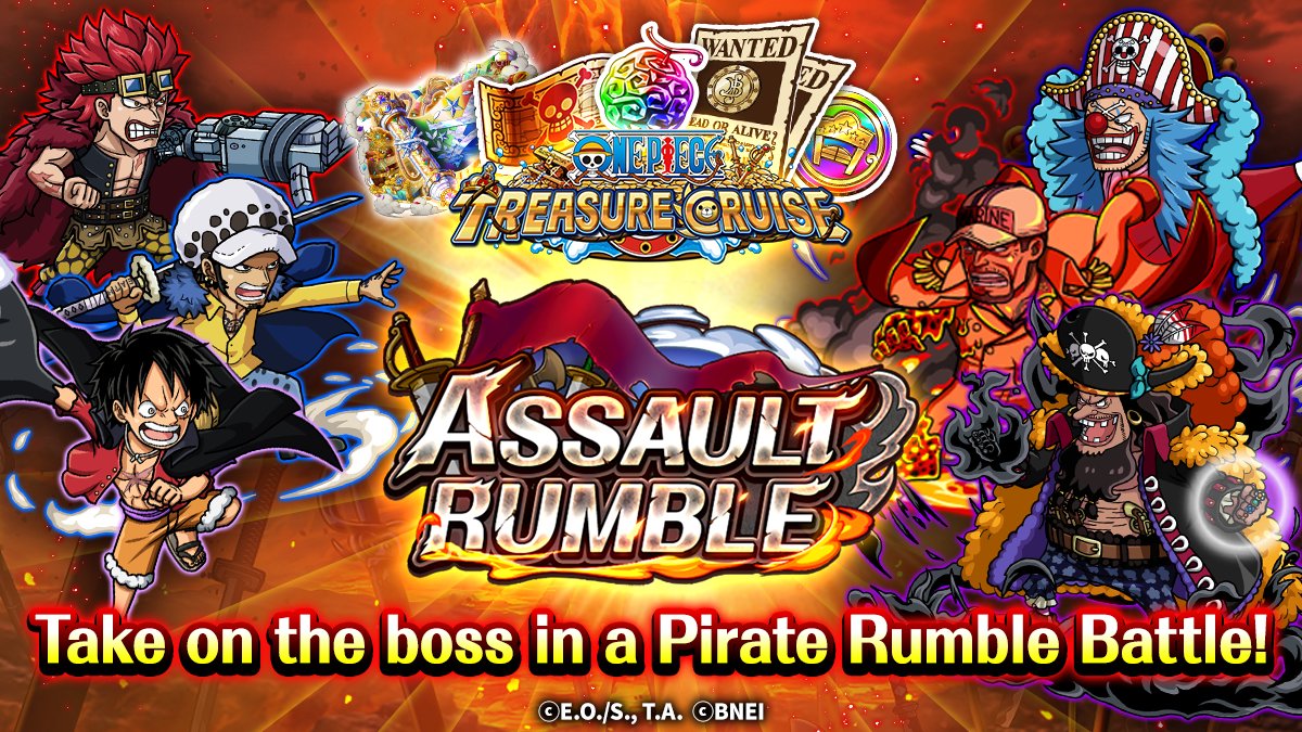 ONE_PIECE_TC's tweet photo. Assault Rumble has started! 🛡️

Take on powerful bosses, aim for the highest Score and get rewards!

#ONEPIECE #OPTC https://t.co/UJzSYQxXVc