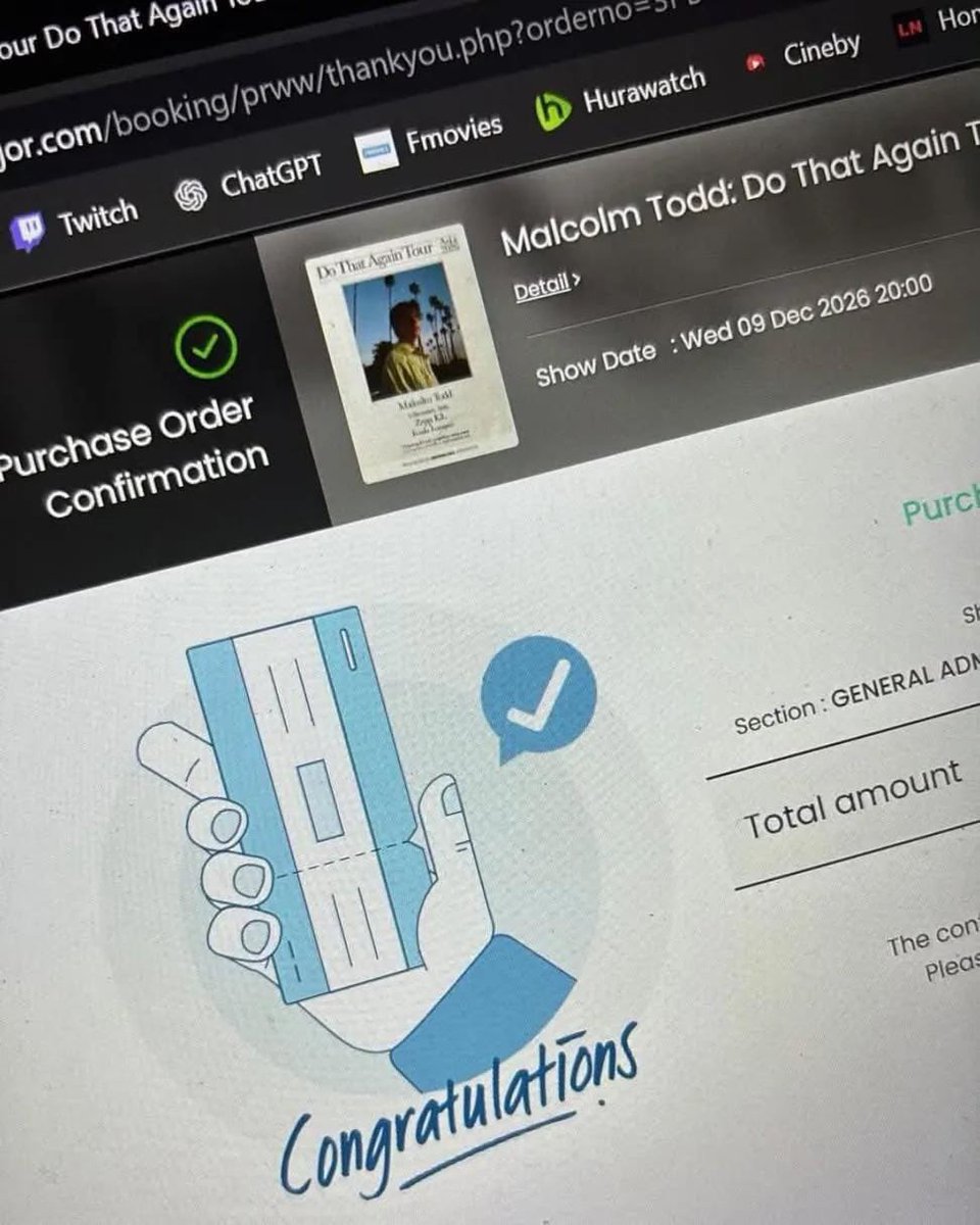 Kenneth86960541's tweet photo. #WTS
🎟️ WTS Malcolm Todd Live In Malaysia 🎟️

📅 9th Dec 2026, 8PM
📍 Location: ZEPP, KL

• general standing x4 tickets

‼️Selling for RM268 Each‼️

SERIOUS buyer only
💬 DM/PM if interested

WA ME  @ +601165107463

#MalcolmTodd #MalcolmToddinKL #KLHeadlineSeason #LiveNationMY https://t.co/RIJdHyJfA4