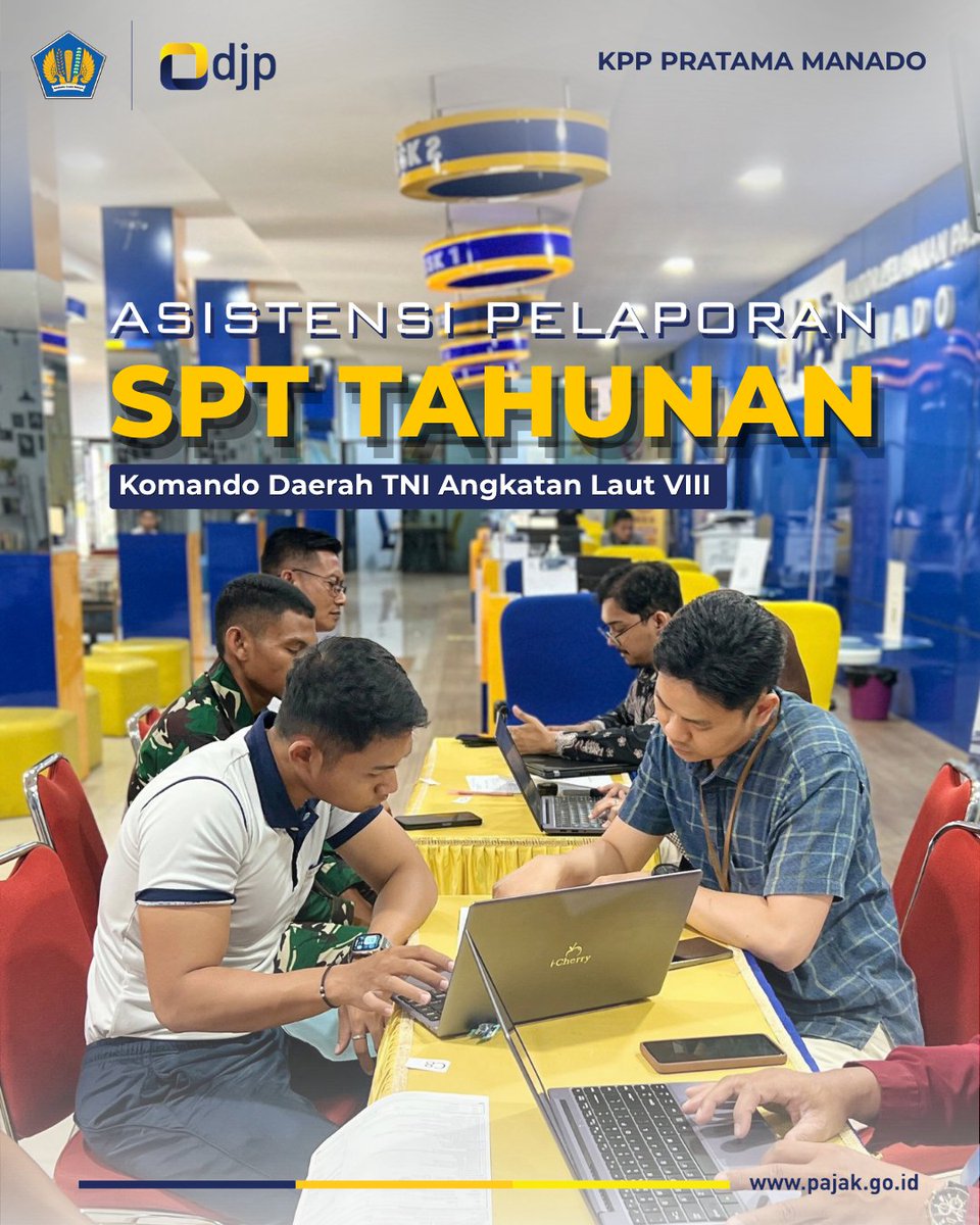 pajakmanado's tweet photo. Kantor Pelayanan Pajak (KPP) Pratama Manado bersinergi dengan Komando Daerah TNI Angkatan Laut VIII dalam pelaksanaan asistensi pelaporan Surat Pemberitahuan (SPT) Tahunan pada Kamis (24/09). https://t.co/KA1YURkhSV