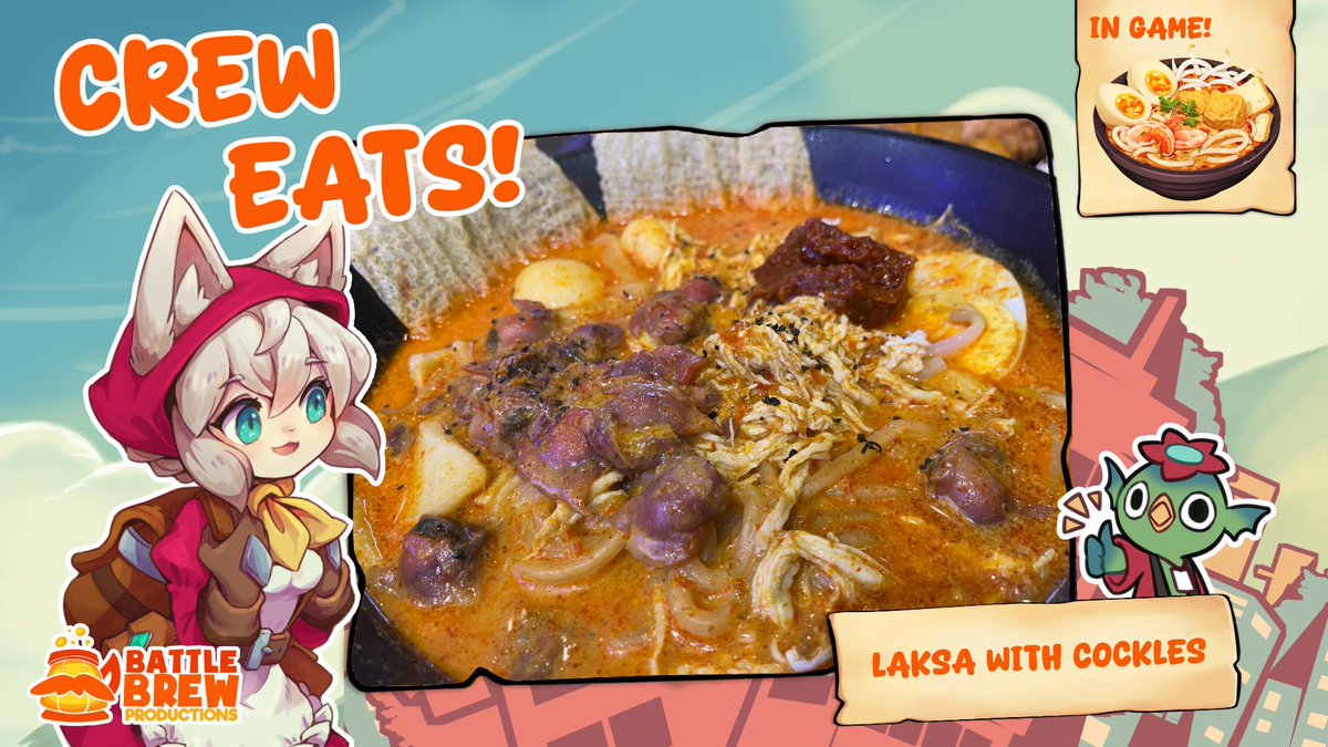 hellheartbreak's tweet photo. There's nothing like a comforting bowl of laksa with this stormy weather we've been having in Singapore. Truly, it warms our tummies and the cockles of our hearts.  #indiegame #indiedev https://t.co/kKxDVq9b3N
