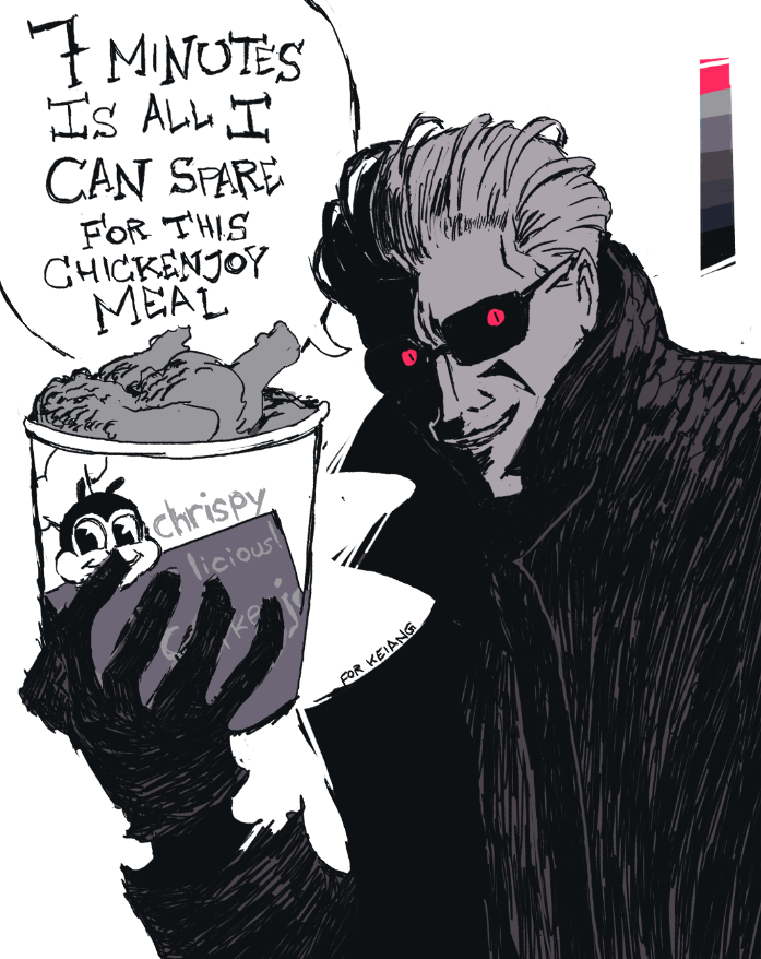 GENCZILLA's tweet photo. Wesker Jollibee sketch https://t.co/MERN1ItcFQ